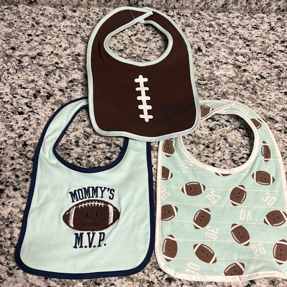 - Set of 3 Cutie Pie Football Themed Bibs